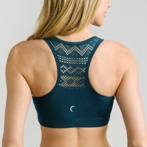 Zyia Active Bomber Sports Bra Padded Teal Blue Green Racerback Yoga Top Size M